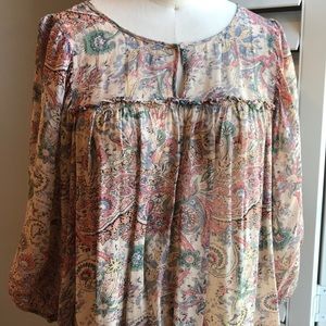 Anthropologie sheer paisley blouse S